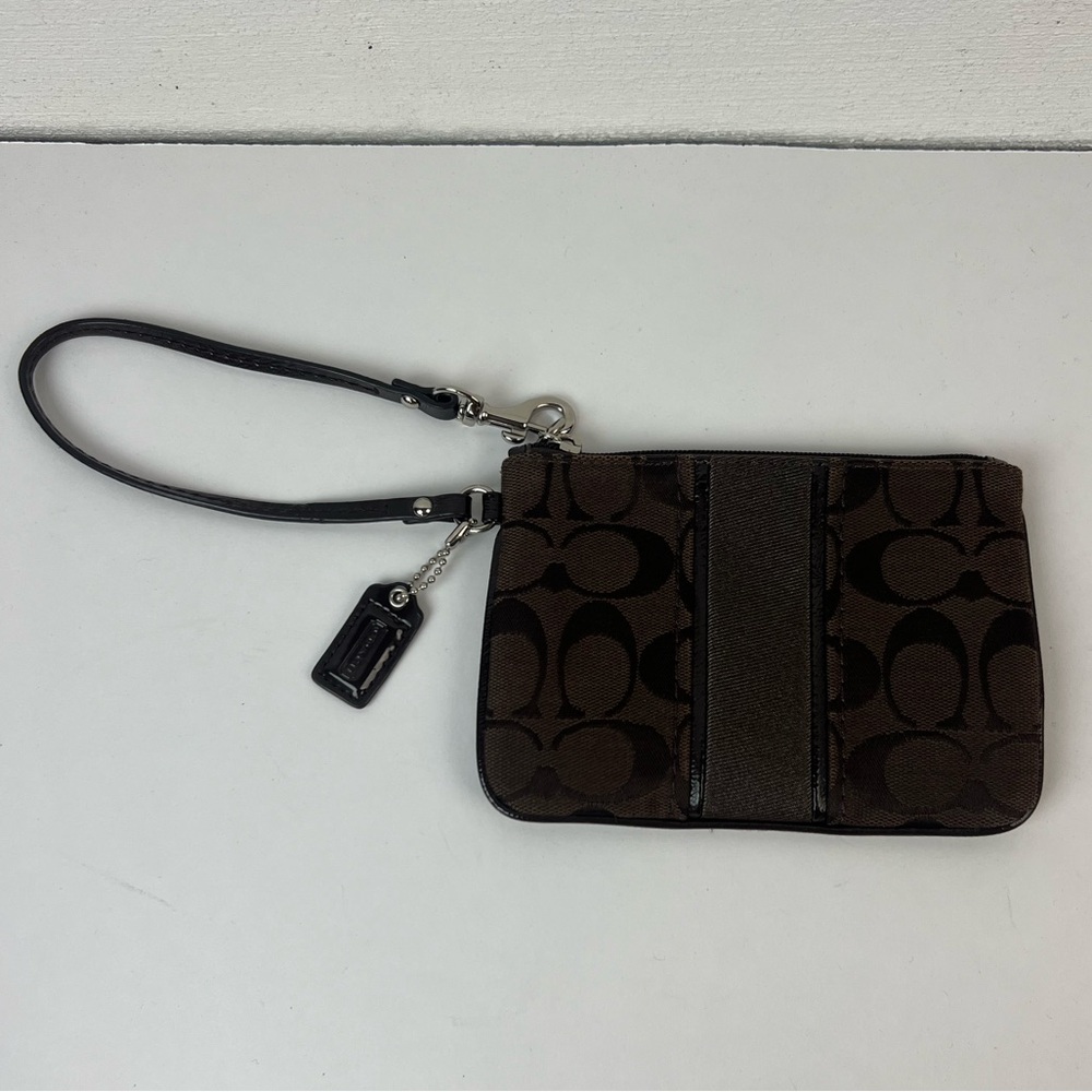 Coach Brown Canvas Small Wristlet Wallet